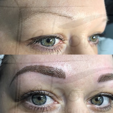 Before and after microblading micropigmentation